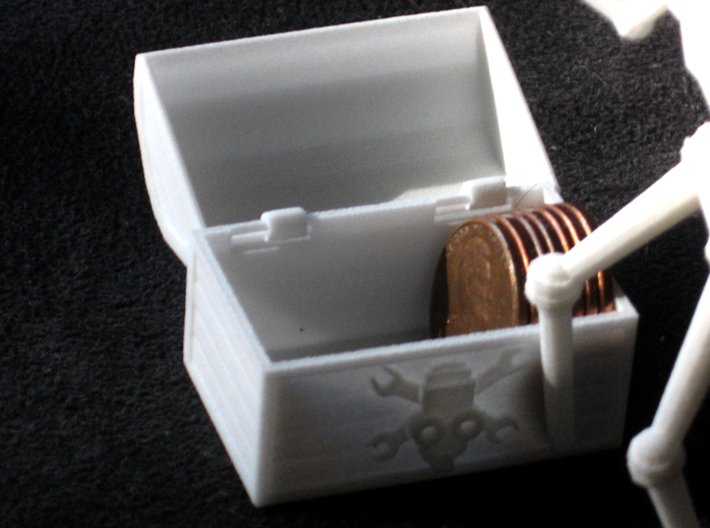 Pirate Robot 3d printed Chest also stores pennies.