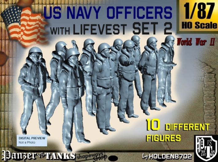 1-87 USN Officers KAPOK Set2 3d printed