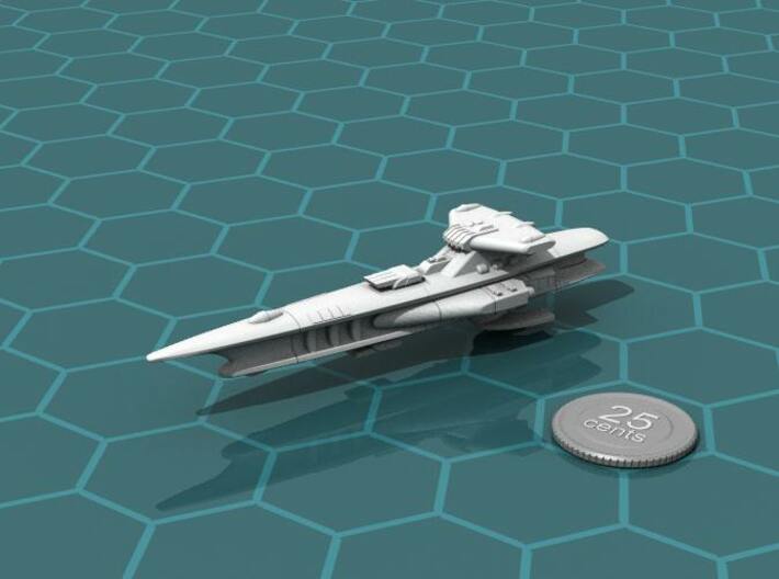 Novus Regency Fast Cruiser 3d printed Render of the model, with a virtual quarter for scale.