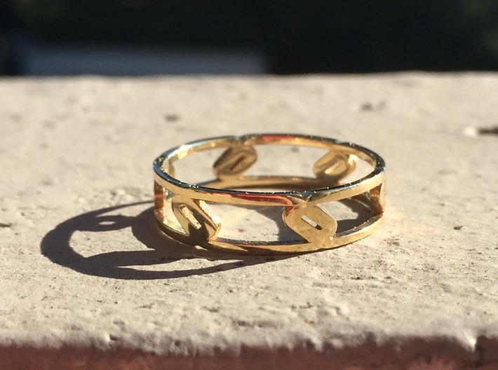 Unique Link Ring  3d printed Polished Brass