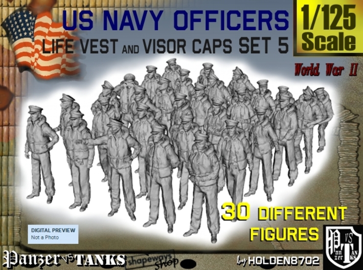 1-125 USN Officers KAPOK Set5 3d printed