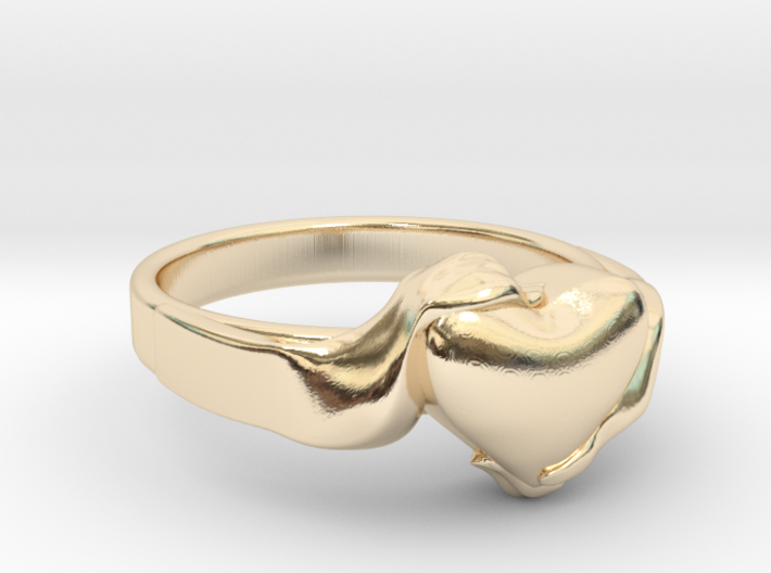 Heart in Hands Ring 3d printed