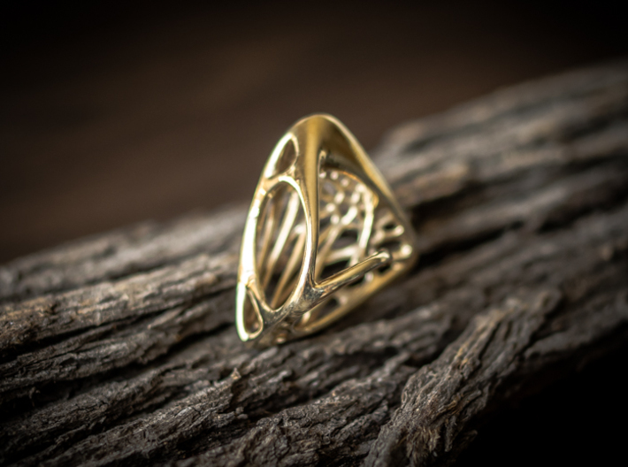 Butterfly Ring [ Size 4 ] 3d printed Material : Polished Brass