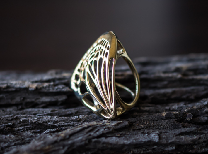 Butterfly Ring [ Size 5 ] 3d printed Material : Polished Brass