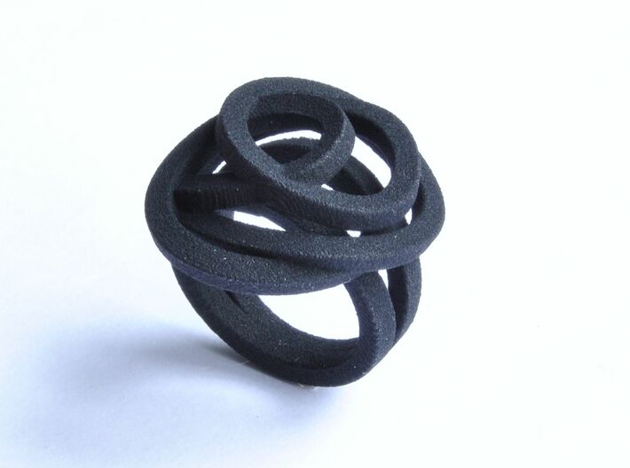 Love is in the Air Ring 3d printed Black Soft Elegant Knot Ring 