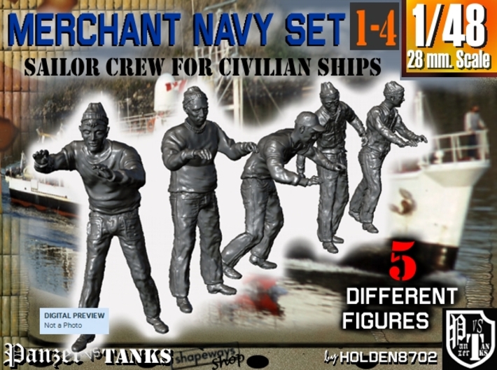 1-48 Merchant Navy Crew Set 1-4 3d printed