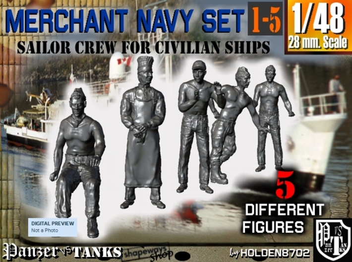 1-48 Merchant Navy Crew Set 1-5 3d printed