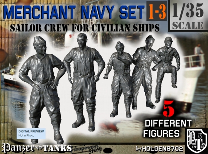 1-35 Merchant Navy Crew Set 1-3 3d printed