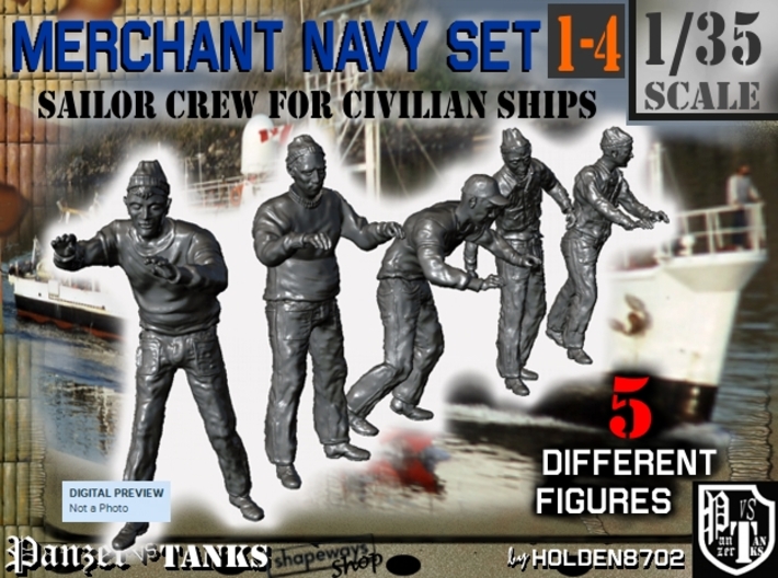 1-35 Merchant Navy Crew Set 1-4 3d printed