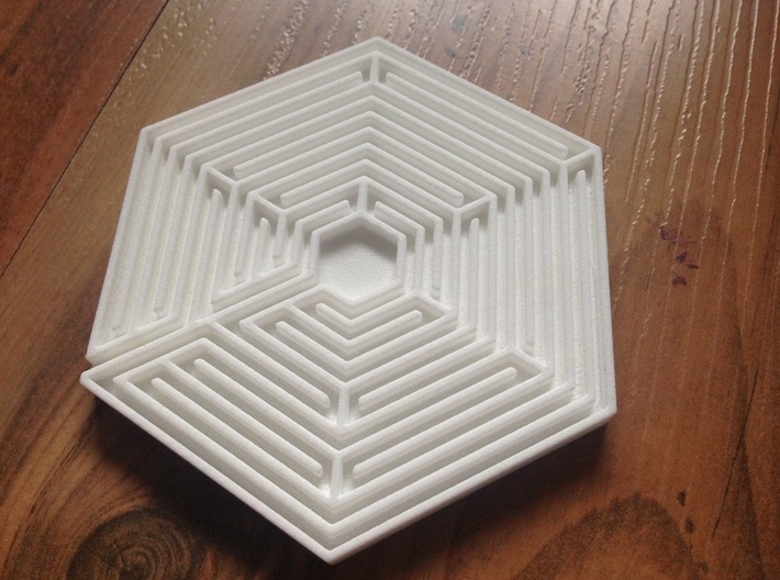 Hexagon Labyrinth Coaster 3d printed