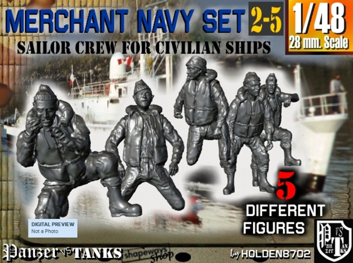 1-48 Merchant Navy Crew Set 2-5 3d printed