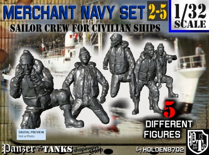 1-32 Merchant Navy Crew Set 2-5 3d printed