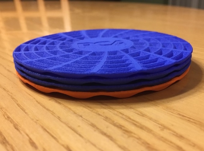 coaster pinwheel round personalize top back 3d printed Multiple coasters stack nicely!