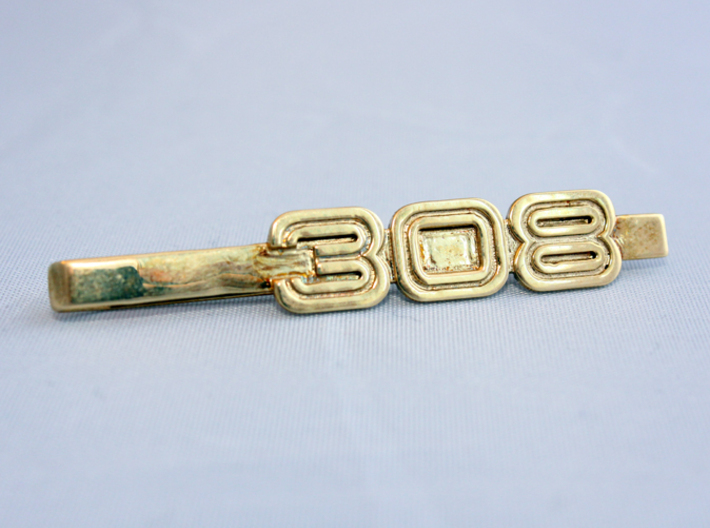 TIE CLIP 308 3d printed Tie clip logo 308 in polished brass
