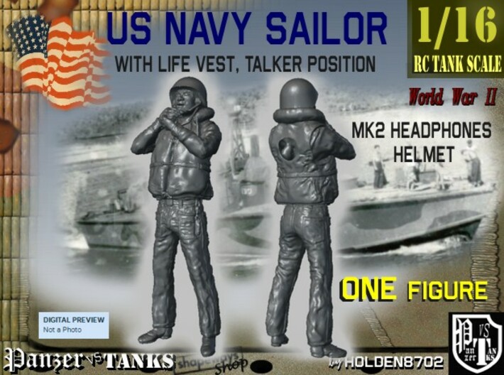 1-16 USN Sailor Headph MK2 3d printed