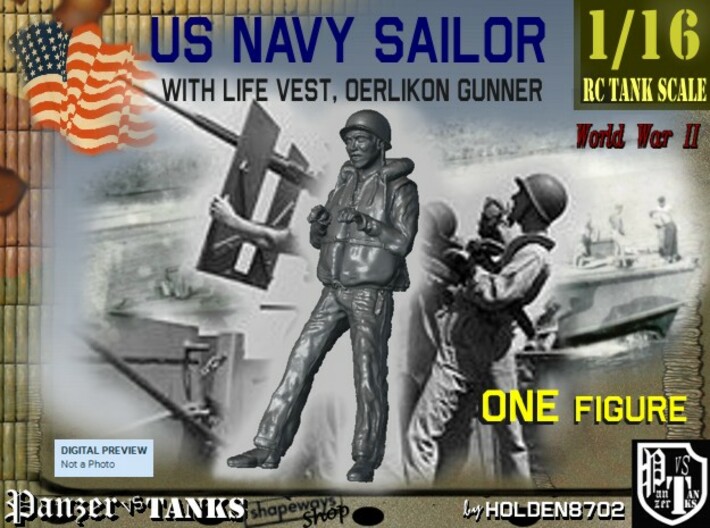 1-16 USN Sailor Oerlikon Gun-1 3d printed
