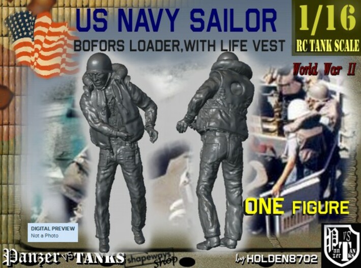 1-16 USN Sailor Lifevest Bofors Loader 3 3d printed