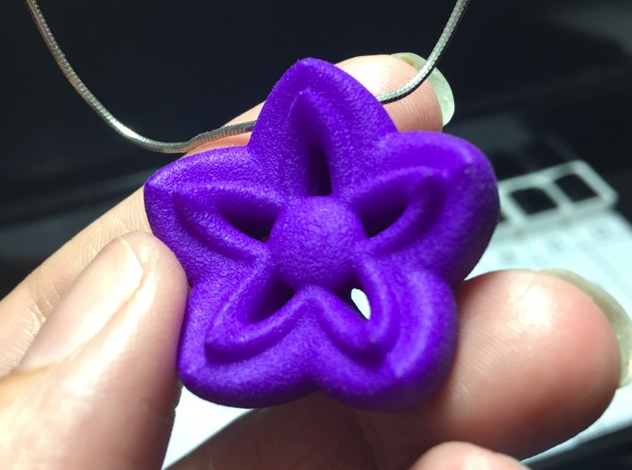 Kanzashi Pendant 3d printed Purple Strong &amp; Flexible Polished