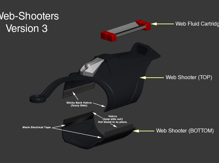 Spider-Man Homecoming Web Shooter (v3) 65mm SET 3d printed 
