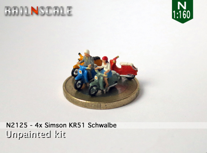 4x Simson KR51 Schwalbe (N 1:160) 3d printed 