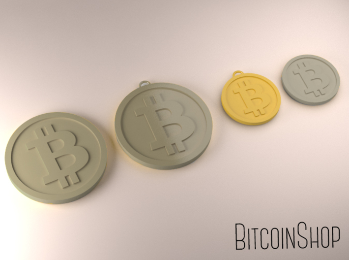 Coin Size bitcoin (w/loop) 3d printed 