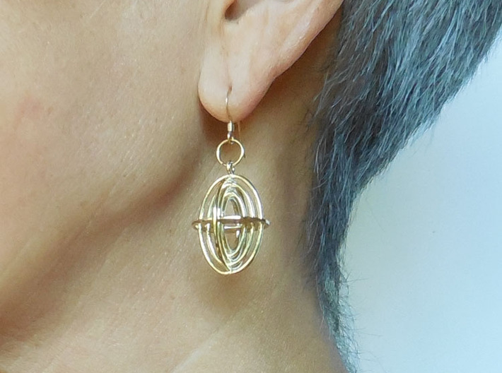 Concentric Borromean -- Precious Metal Earrings 3d printed 