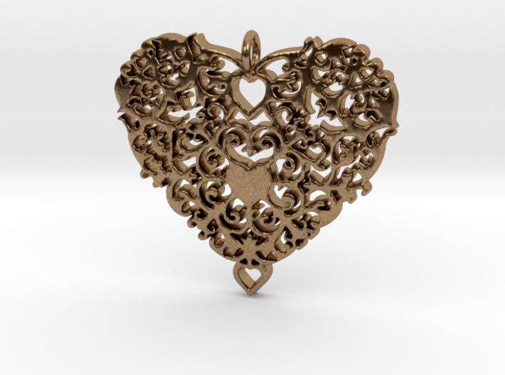 Floral Heart Pendant - Amour 3d printed