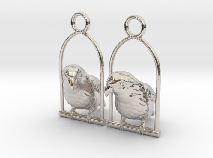 Lovebird Earrings 3d printed