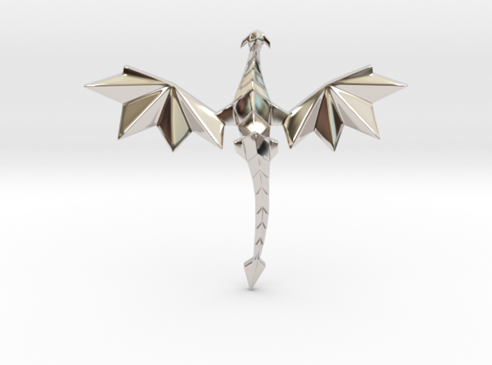 Origami dragon pendant 3d printed 