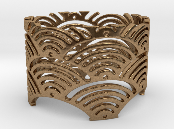 Ocean Waves Ring (Size 10.25-13) 3d printed Ocean Wave Ring in Brass is shining brightly