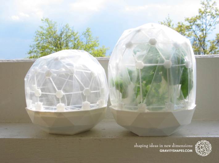 Mini Greenhouse-Dome Set #1 - short (clickable) 3d printed Flexible Mini Greenhouse-Dome with Pot (Sets short and long). Own 3D-prints with white/transparent PLA.