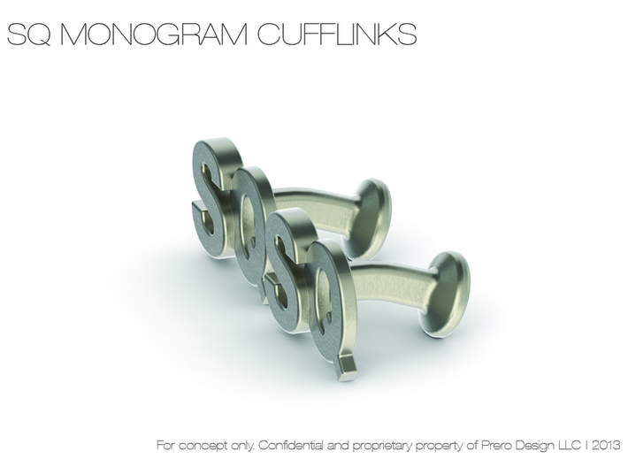 Monogram Cufflinks SQ 3d printed 