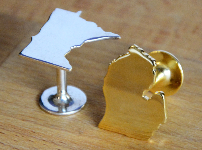 Cufflinks - Choose Any State (Wisconsin) 3d printed Premium Silver and 14K Gold Plated