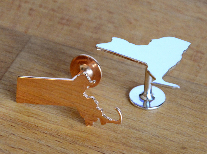 Cufflinks - Choose Any State (Wisconsin) 3d printed Rose Gold Plated and Rhodium Plated