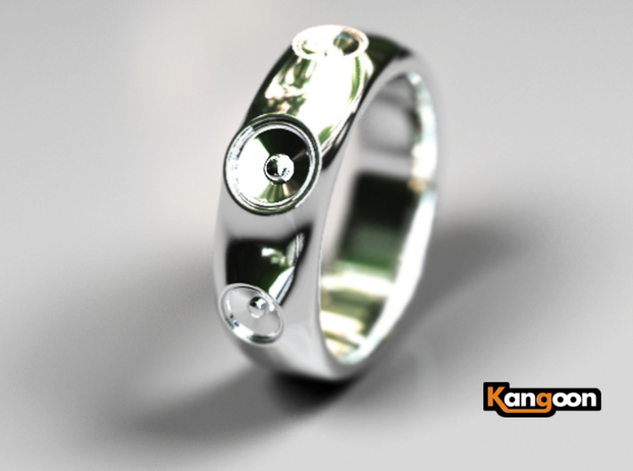 Laurane - Ring - US 9 - 19mm inside diameter 3d printed Rhodium Plated Brass preview Render
