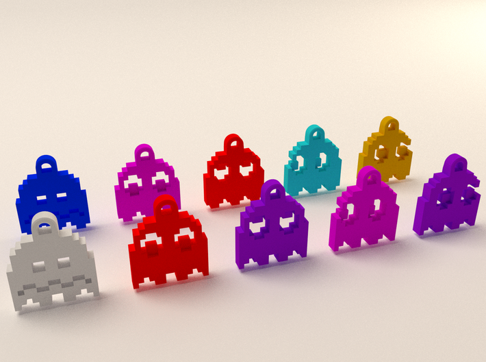 Pac Man Ghost 8-bit Earring 2 (looks right) 3d printed 