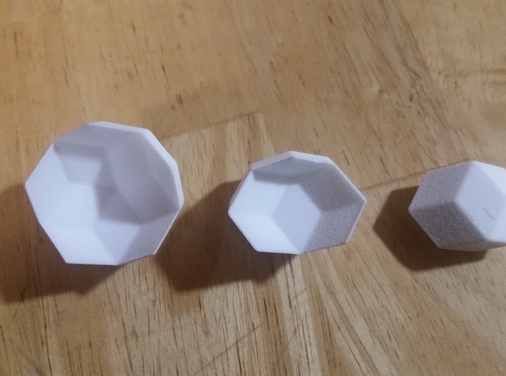 Exploded Rhombic Triacontahedron 3d printed Printed model, parts laid out