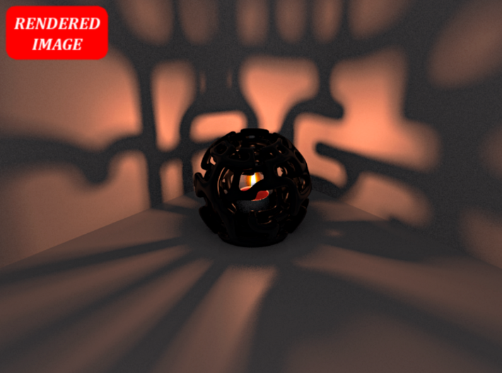 Magic Sphere Tealight Holder 3d printed Test render of the Sphere with light inside (rendered with Blender)