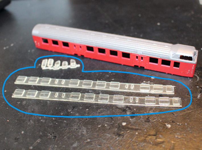 Windows for DSB Bns In N scale 3d printed 