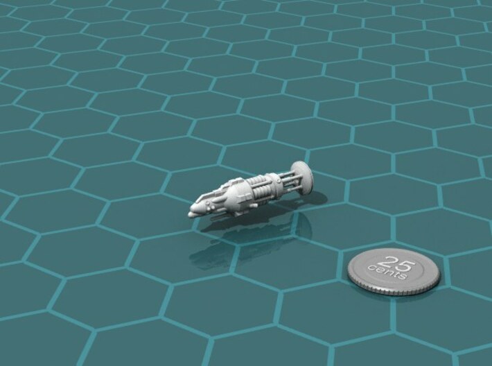 USS Aristarchus class Escort 3d printed Render of the model, with a virtual quarter for scale.