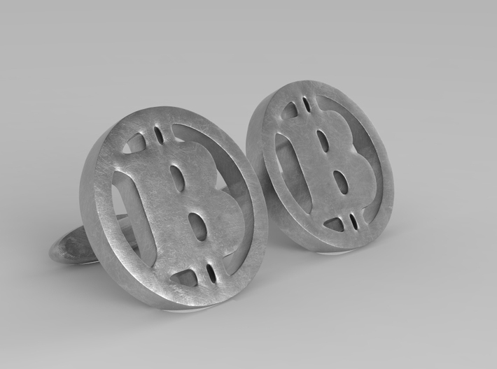 2 Bitcoin cufflinks &quot;short&quot; 3d printed