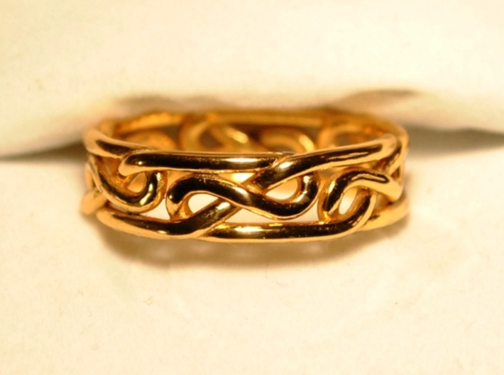 Celtic Infinity Knot Ring 3d printed Ring shown is 14K gold-plated