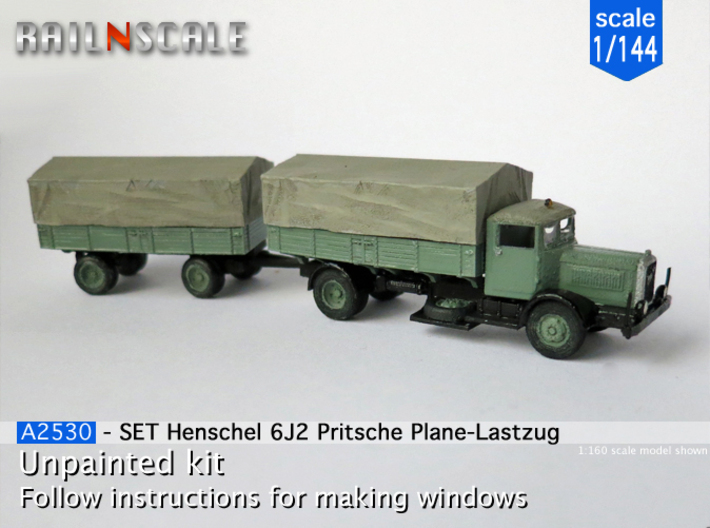 Henschel 6J2 Pritsche Plane-Lastzug (1/144) 3d printed