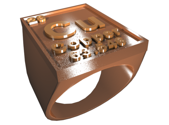 Copper Periodic Table Ring Size 8 Solid Ring Band 3d printed