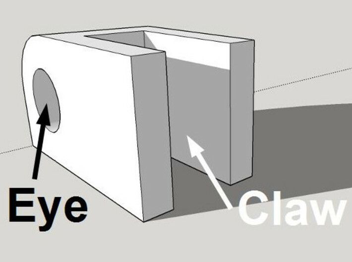 EyeClaw E9-C9 3d printed The EyeClaw holds your mobile device in place (standing up) if you just pull a pen through the Eye and clip the Claw on to your device. As seen on the picture below.
In this case: Eye 9 mm (0,35 inch), Claw 9 mm (0,35 inch)