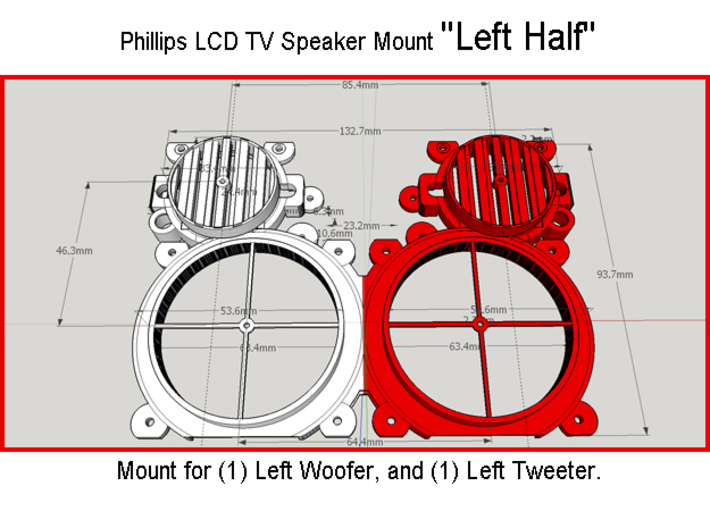 Phillips LCD TV Speaker Mount "D" 3d printed 