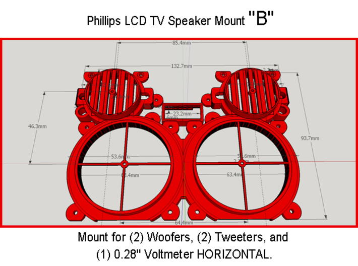 Phillips LCD TV Speaker Mount "Double Left Half" 3d printed 