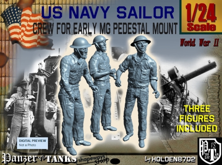 1-24 USN Early MG Mount Crew Set1 3d printed