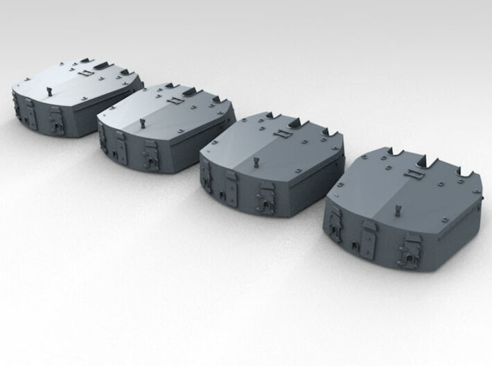1/700 RN Triple 6" MKXXIII Turrets No Barrels (4)  3d printed 3d render showing product detail