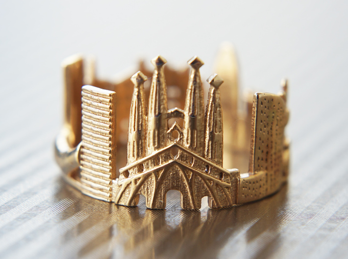 Barcelona Skyline - Cityscape Ring 3d printed